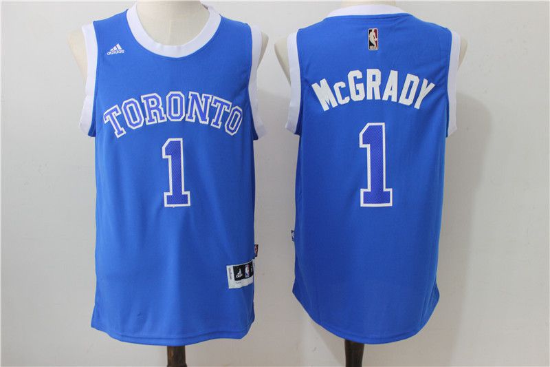 Men Toronto Raptors 1 Mccrady Blue Adidas NBA Jerseys
